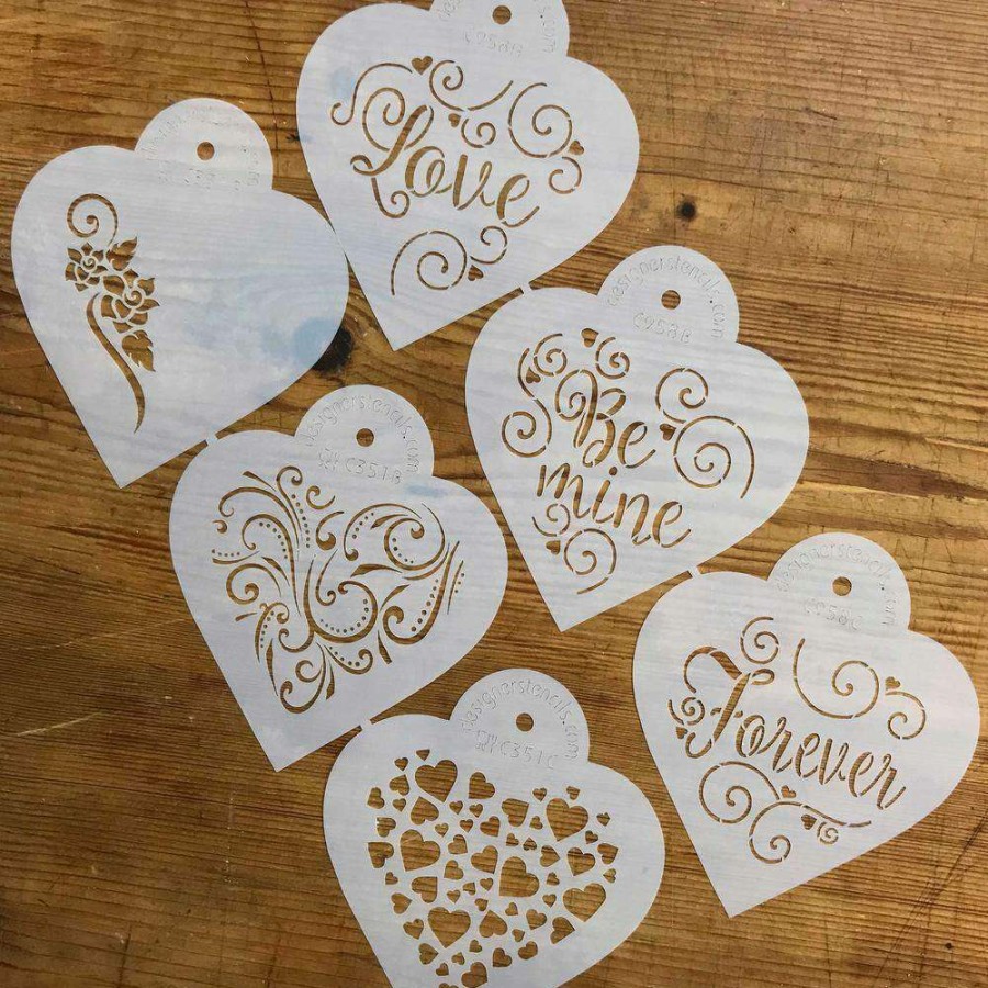 Baking Supplies * | Contemporary Hearts And Love, Be Mine, Forever Hearts Cookie Stencil Bundle (6 Patterns) By Designer Stencils