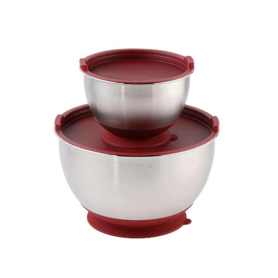 Baking Supplies * | Stainless Steel Suctioning Mixing Bowl Set With Lids (Set Of 2) By Lexi Home