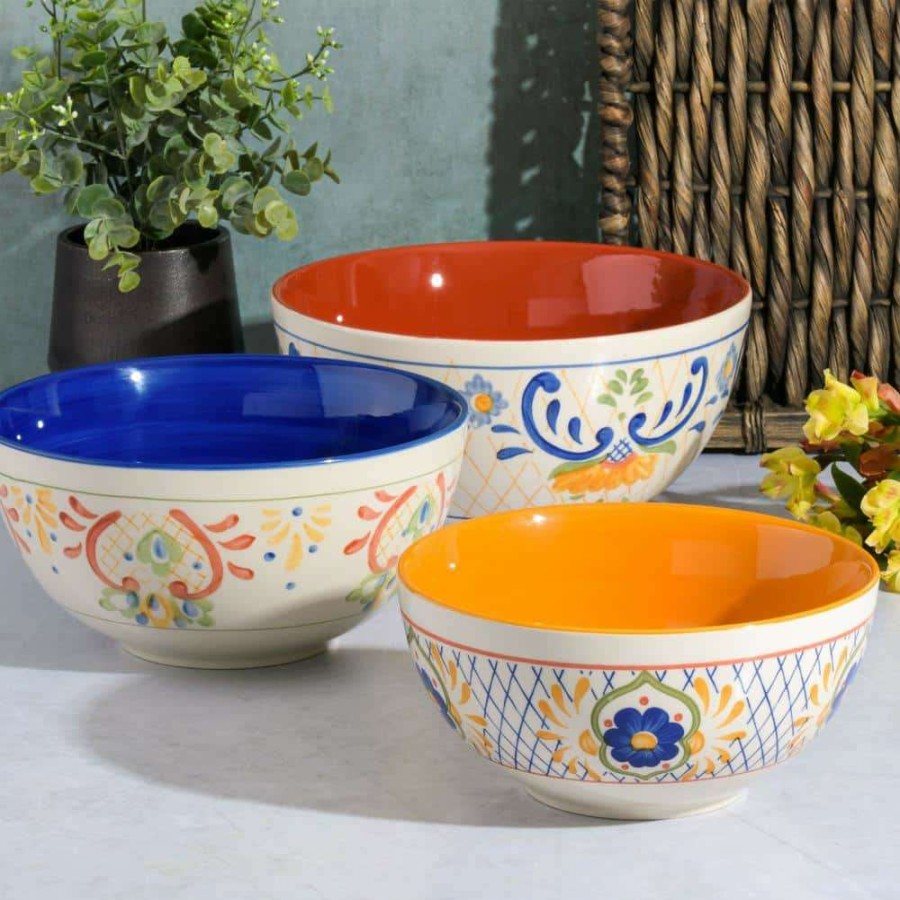 Baking Supplies * | Tierra 3-Piece Stoneware Nesting Bowl Set In Assorted Designs By Laurie Gates