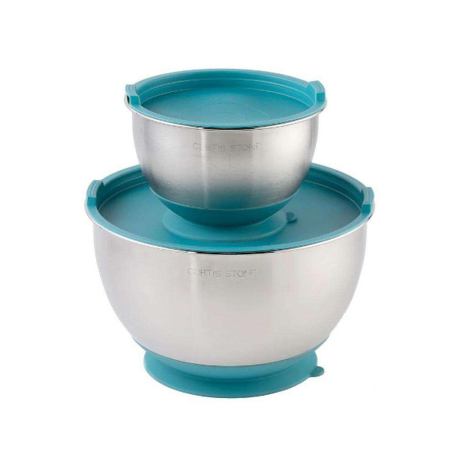 Baking Supplies * | Stainless Steel Suctioning Mixing Bowl Set With Lids (Set Of 2) By Lexi Home