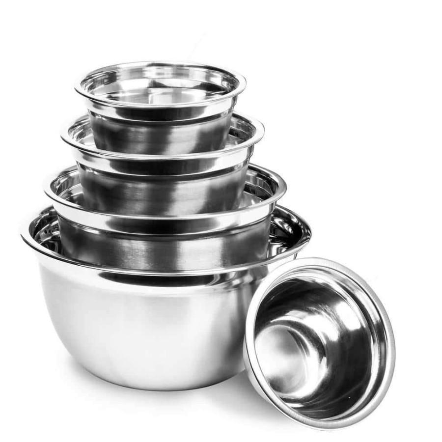 Baking Supplies * | Stainless Steel Nested German Mixing Bowls (Set Of 5) By Lexi Home
