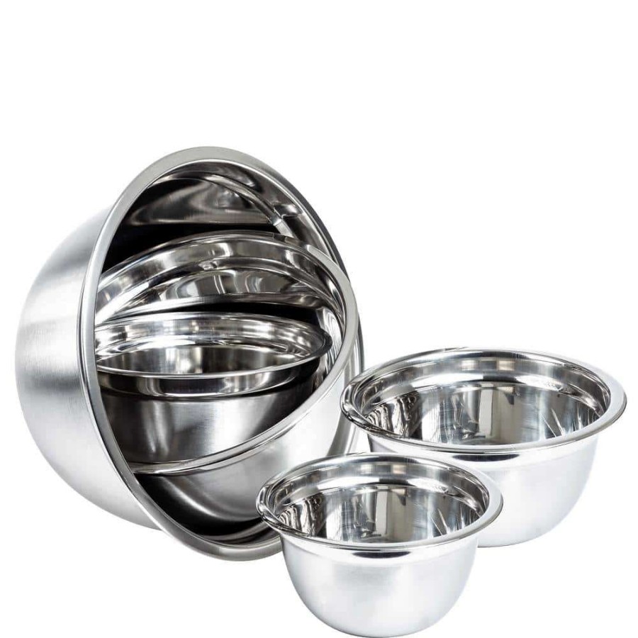 Baking Supplies * | Stainless Steel Nested German Mixing Bowls (Set Of 5) By Lexi Home