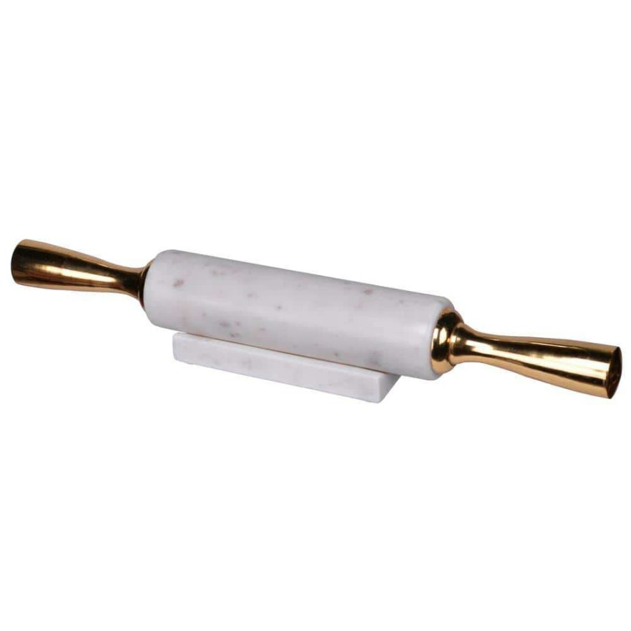 Baking Supplies * | White, Gold Rolling Pin By A & B Home