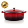 Casserole Dishes * | Artisan 7 Qt. Oval Enameled Cast Iron Nonstick Casserole Dish In Gradient Red With Lid By Megachef