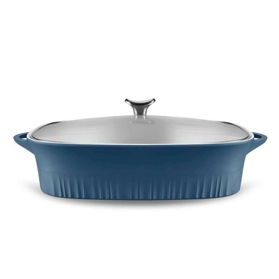 Baking Dishes * | 9 In. X 13 In. Blue Cast Aluminum Baker With Lid By Corningware